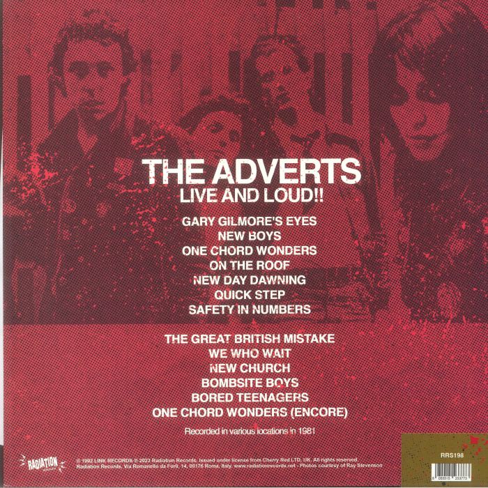 ADVERTS – Live And Loud!! LP