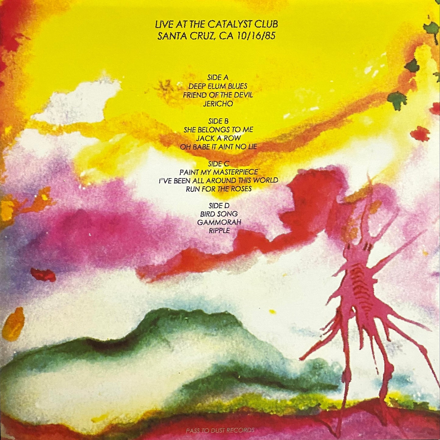 JERRY GARCIA – Comin' Up For Air • Live At The Catalyst Club - Santa Cruz, CA 10/16/85 2xLP