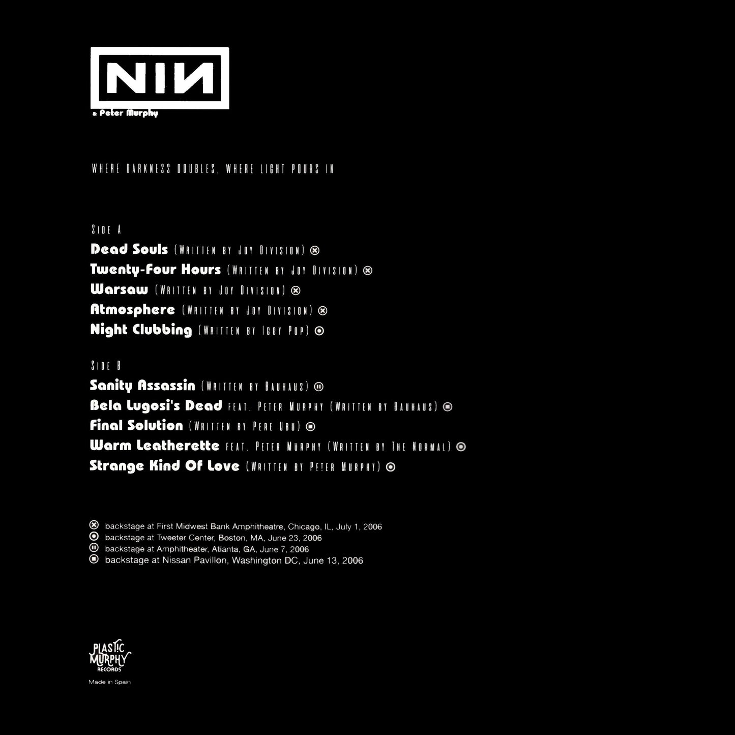 NINE INCH NAILS / PETER MURPHY – Where Darkness Doubles, Where Light Pours In LP