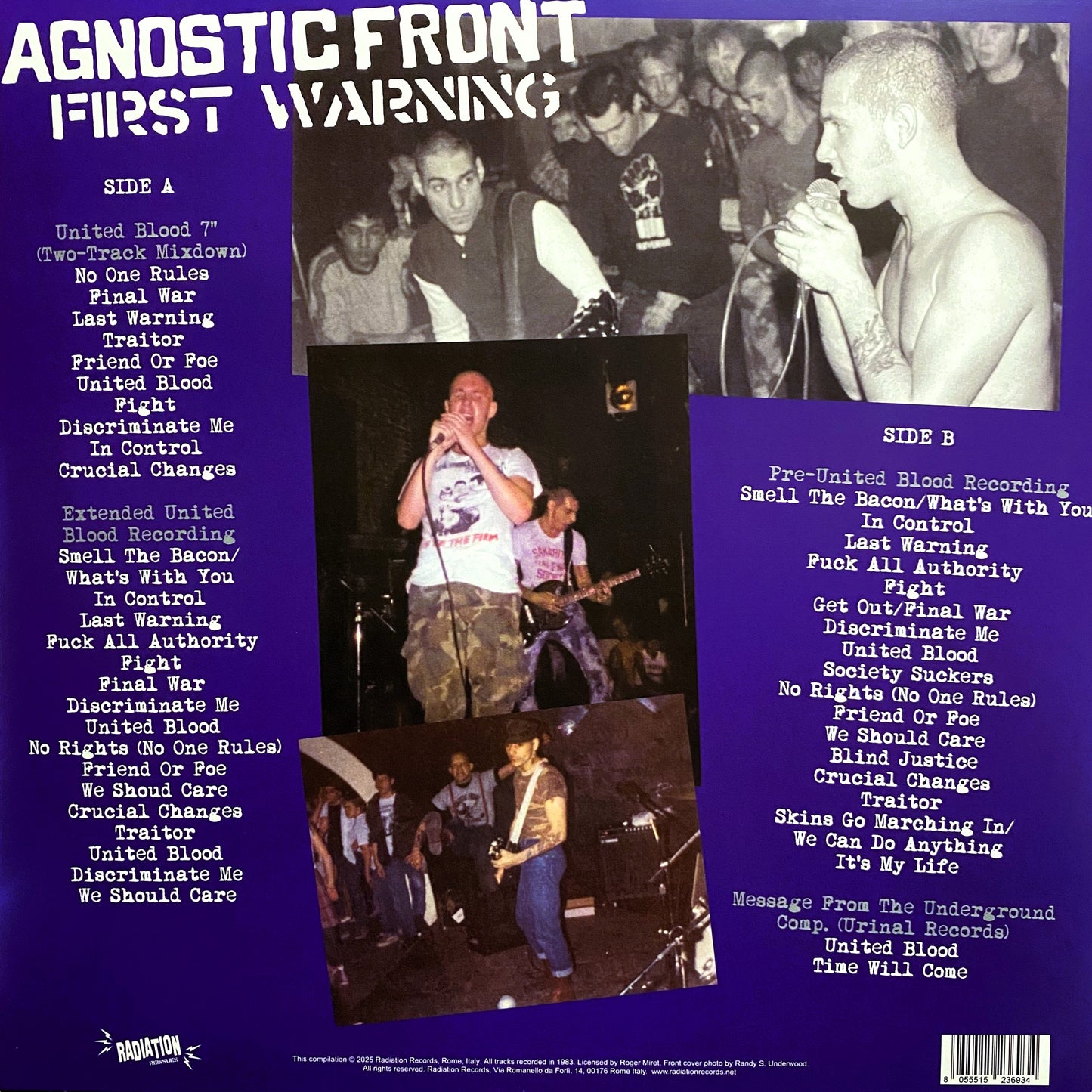 AGNOSTIC FRONT – First Warning • United Blood Era Recordings 1983 LP