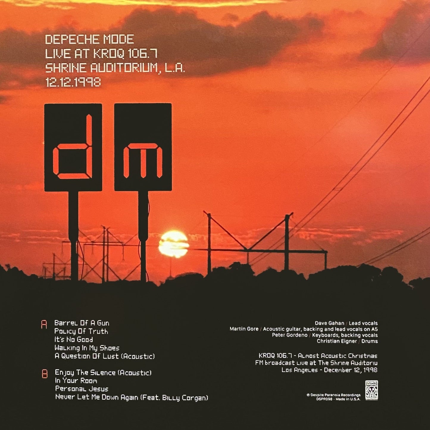 DEPECHE MODE – Live At KROQ 106.7 • Shrine Auditorium 12/12/1998 LP
