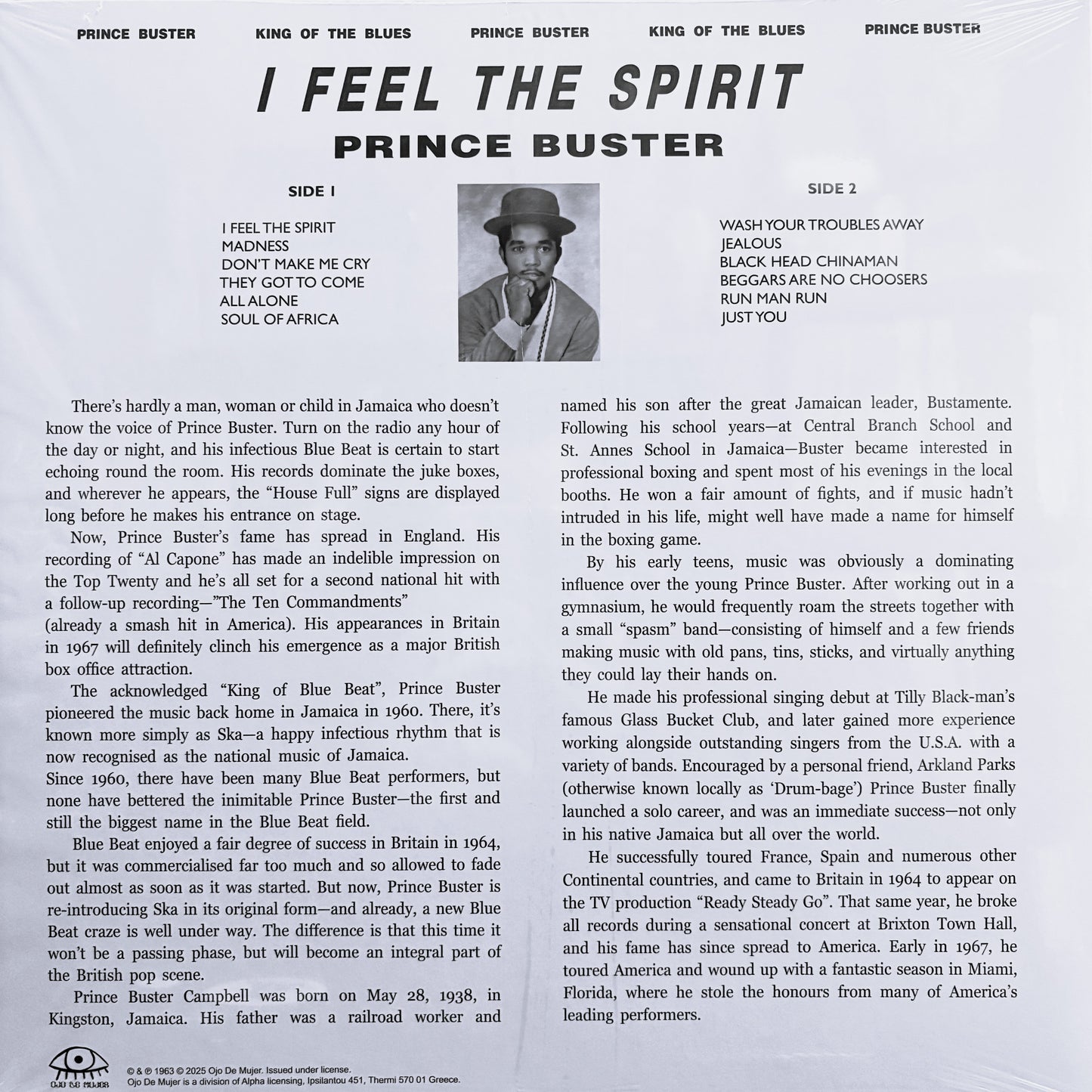 PRINCE BUSTER – I Feel The Spirit LP