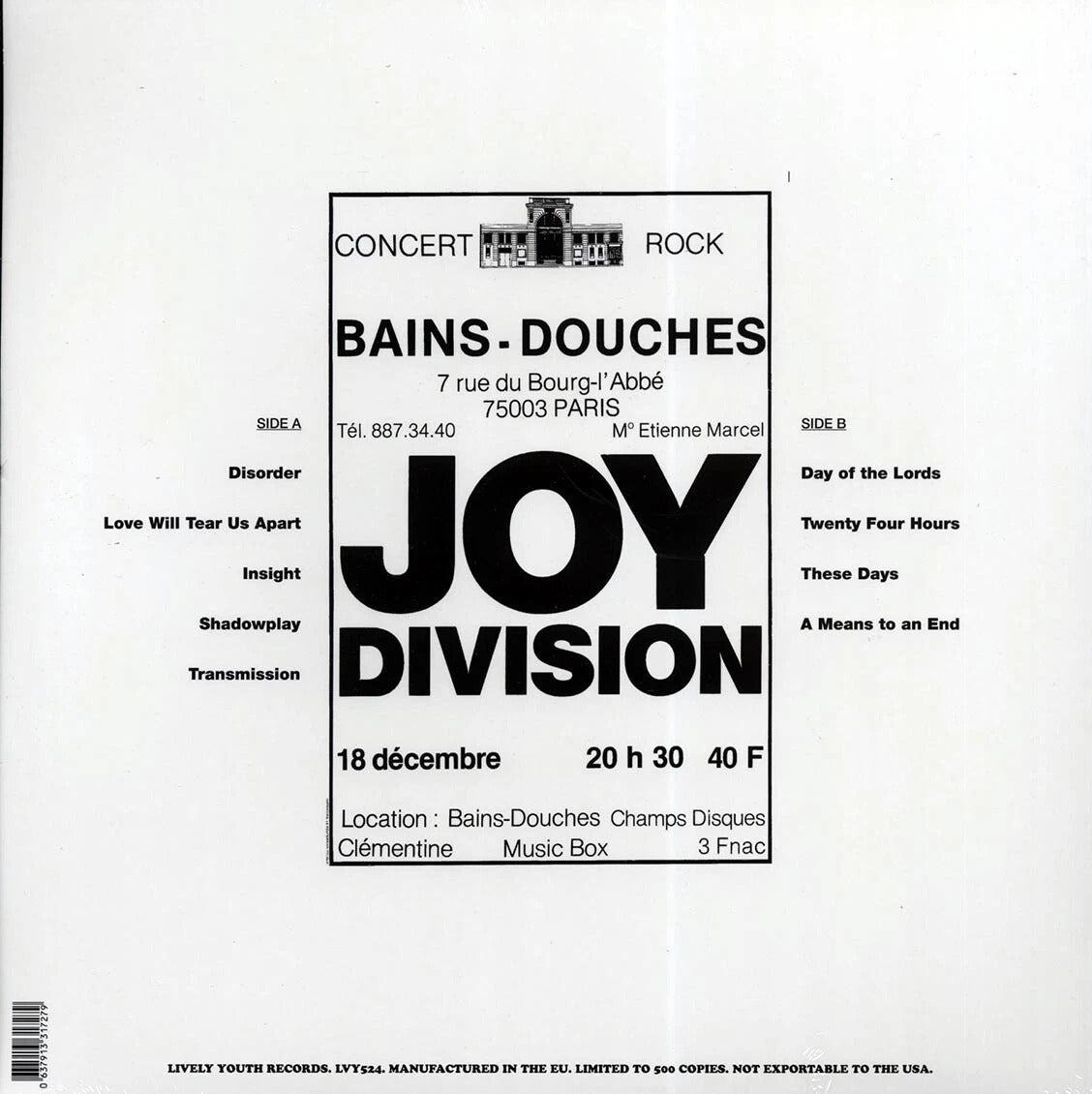 JOY DIVISION – Atrocity Exhibition • Live In Paris 12/18/1979 LP