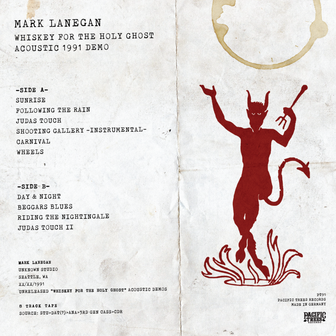 MARK LANEGAN – Whiskey For The Holy Ghost • Acoustic 1991 Demo LP